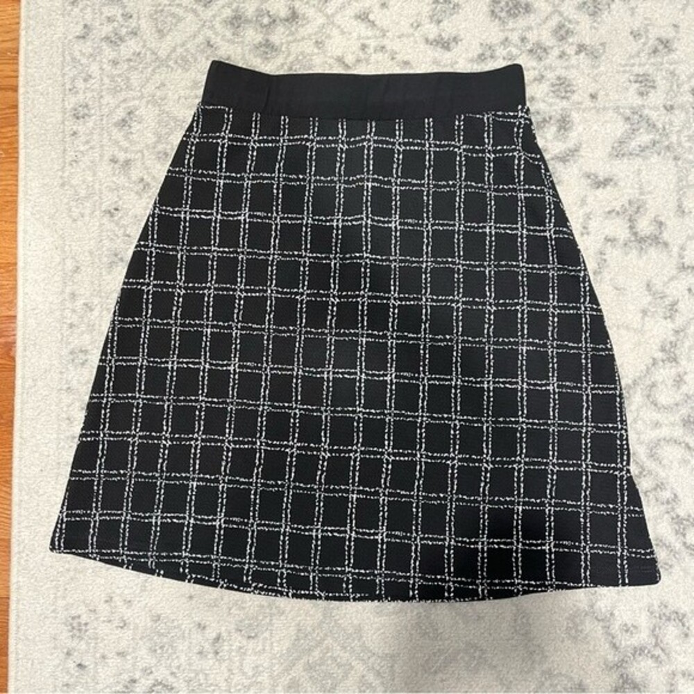 Gilli Black & White Oversize Plaid A-Line Skirt Size Small